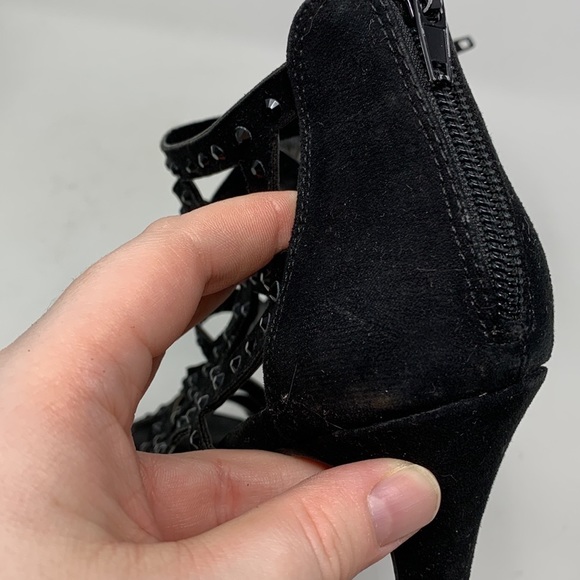 Fergalicious Strappy Black Jeweled open toe Heels - Picture 14 of 14